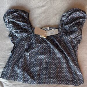 Doen Tonya Blue Patterned Top NWT